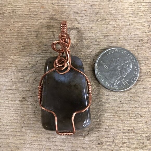 Smoky Wire Wrapped Agate Pendant - Picture 2 of 5